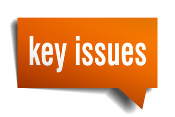 key issues orange 3d speech bubble