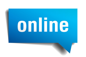 online blue 3d speech bubble