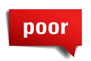 poor red 3d speech bubble