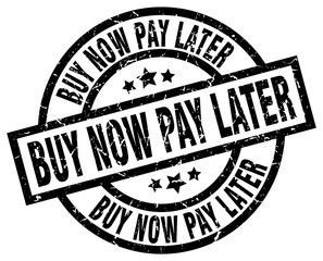 buy now pay later round grunge black stamp
