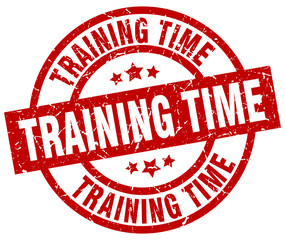training time round red grunge stamp