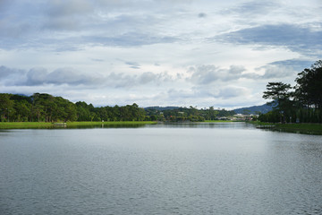 landscape with river and clouds