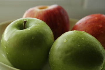 Wet Green Apples
