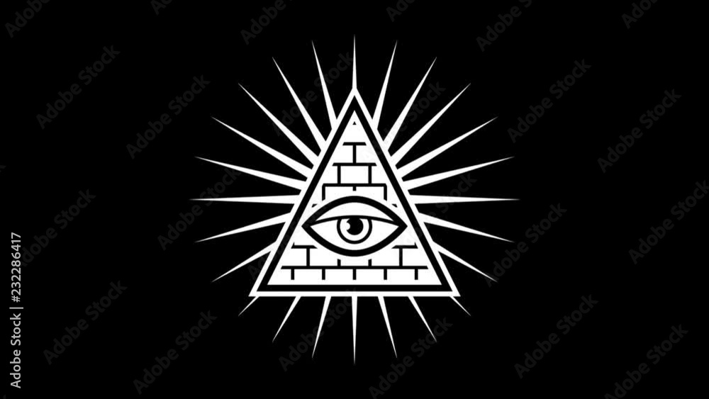 Wall mural all seeing eye. sign masons. black background. alpha channel