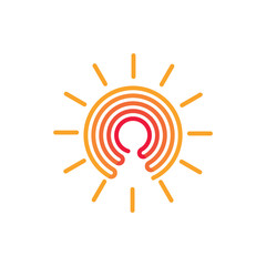 stripes sun light gradient symbol vector