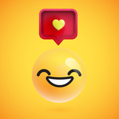 Obraz premium High detailed emoticon with a heart sign, vector illustration
