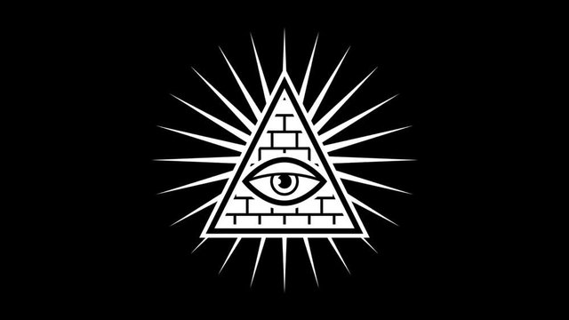 All seeing eye. Sign Masons. Black background. Alpha channel