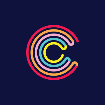 letter c stripes rainbow colorful logo vector