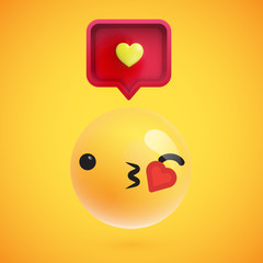 High detailed emoticon with a heart sign, vector illustration