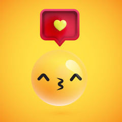 High detailed emoticon with a heart sign, vector illustration