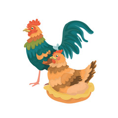  rooster and a hen