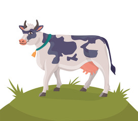  cheerful cow on a green meadow
