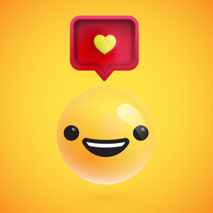 High detailed emoticon with a heart sign, vector illustration
