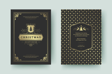 Christmas greeting card design template vector illustration.