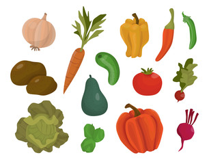 Isolated cartoon vegetables
