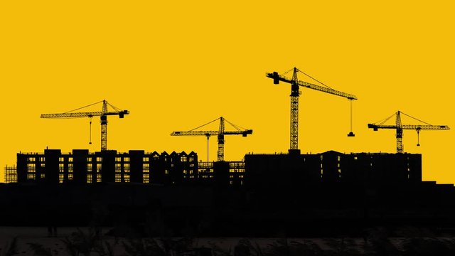Animation of crane silhouette and construction area