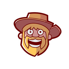 Cheerful man in a hat. Cartoon portrait. Vector illustration, eps 10.