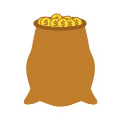 Money bag flat icon isolated on white background. Vector illustration.