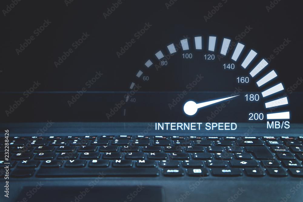 Sticker internet speed measurement. internet and technology concept