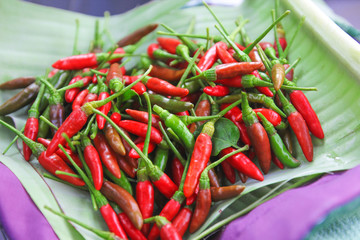 Red and green chilli bunch.