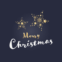 Christmas time. Card with luxury gold decoration. Text : Merry Christmas