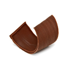 Dark chocolate curl isolated on white background