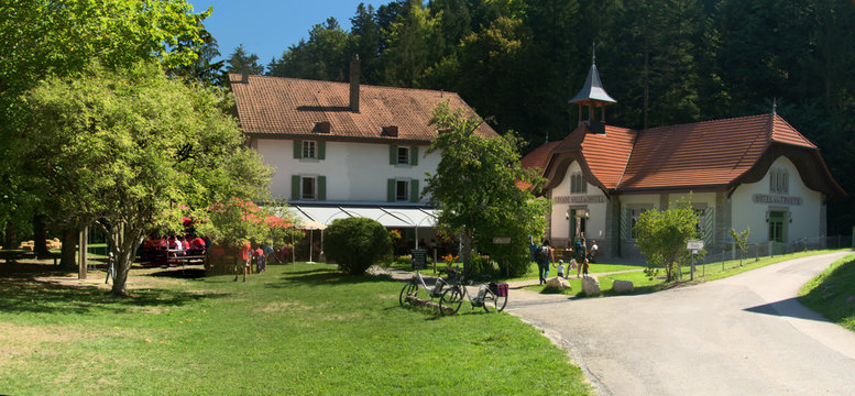 Restaurant de la truite in the gorges de l'areuses, Romandie, Switzerland
