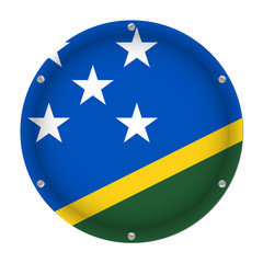 round metallic flag of Solomon Islands with screws