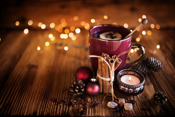 Christmas still life with tea