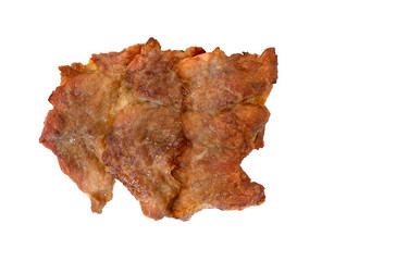 Fried pork isolated on white background with clipping path