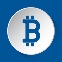 bitcoin currency symbol, blue icon on white button