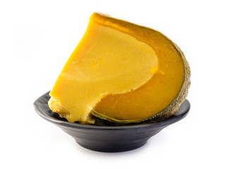 Egg custard in pumpkin.