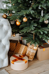 Christmas presents under the tree.