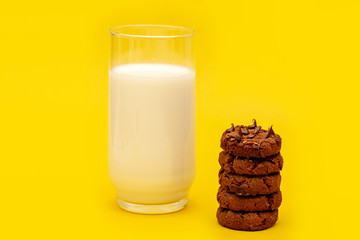 milk with biscuit in high resolution. Delicious biscuit with milk.