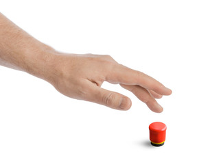 Hand and red button