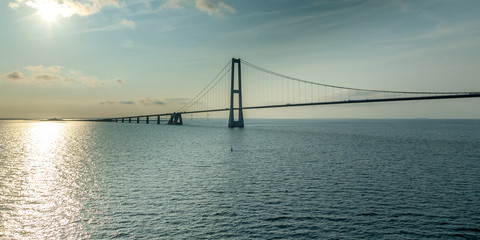 The 18 km long bridge across the Great Belt (Storebælt) links together the eastern and western parts of Denmark.