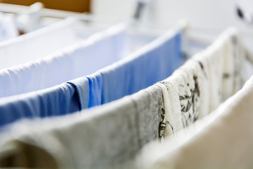 Clothes left hanging to dry on a clotheshorse