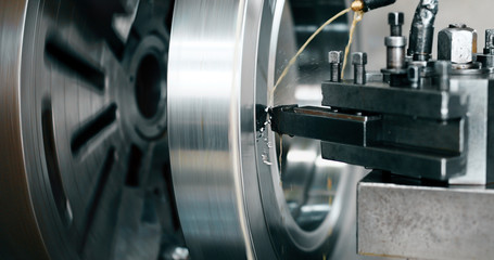 machine tool in metal factory with drilling cnc machines