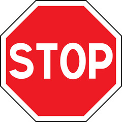 Road sign in France:  STOP. Traffic stop sign on pure white. Red octagonal stop sign for prohibited activities. illustration