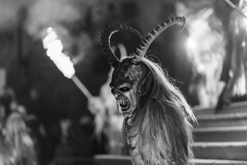 Krampus. Christmas devils. Black and White