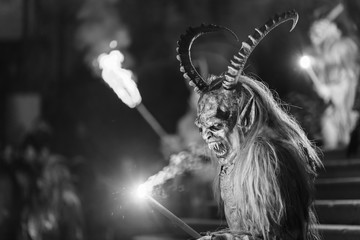 Krampus. Christmas devils. Black and White