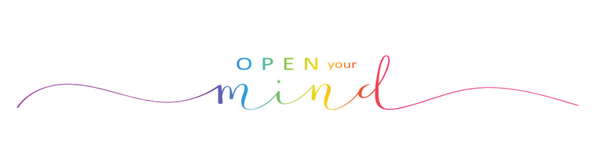 Fototapeta na wymiar OPEN YOUR MIND brush calligraphy banner