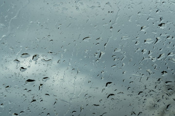 Water drops on glass for background