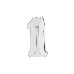 Metallic Silver Vector Balloon Number 1.