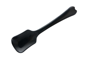 Ice cream spoon isolated on white background. Black plastic ice cream isolated