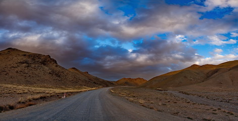 Fototapeta na wymiar The unique beauty of the sky over The Mongolian steppes