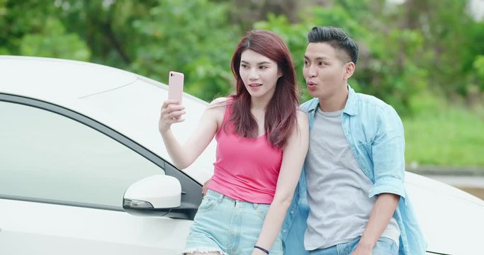young couple take a selfie