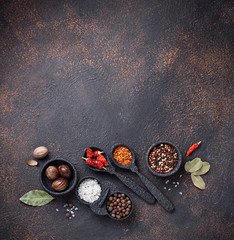 Various type of dry herbs and spices