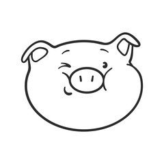 Emoji pig for coloring book. Emoticon icon