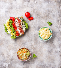 Set of traditional American salads. 